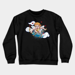 Cool Cupid Skateboard Great Valentine Crewneck Sweatshirt